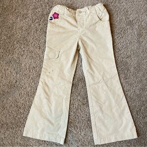 REI Co-op Pants Girls XXS 4-5 Khaki Flare Embroidery Flower Adjustable Waist
